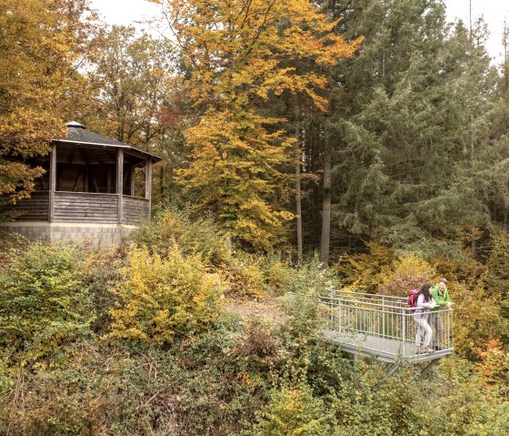 Hütte und Steg am Burgberg, © Eifel Tourismus GmbH, Dominik Ketz