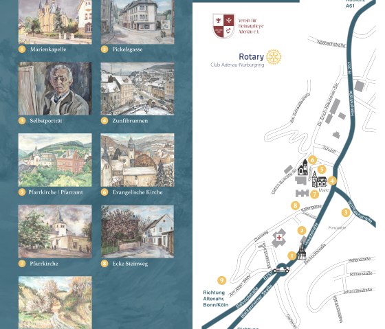 Stadtplan|Bilderweg Kurt Gratzel, © Verein für Heimatpflege Adenau e.V. | Kurt Gratzel