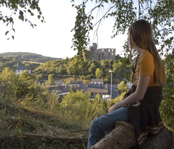 Blick auf die Burgruine vom Virne-Burgweg aus, © Traumpfade