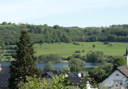 Weiter Blick vom Wohnraum auf die Maarhöhen