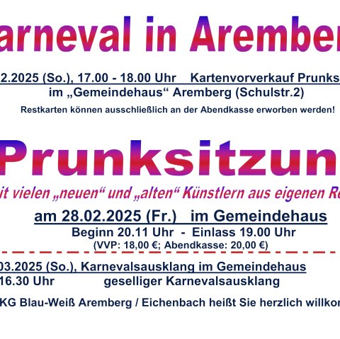 Plakat, © Karnevalsgeselschaft Blau-Weiß Aremberg/Eichenbach