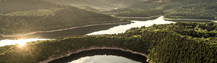 Nationalpark Eifel: Panorama Rursee mit Urfttalsperre, © Eifel Tourismus GmbH/D.Ketz