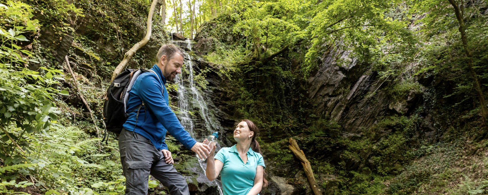 Wandern auf der HeimatSpur Wasserfall Erlebnisroute, am Klidinger Wasserfall, © Eifel Tourismus GmbH, AR-shapefruitAG