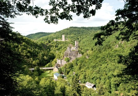 Blick auf die Manderscheider Burgen am Lieserpfad, © GesundLand Vulkaneifel / D. Ketz