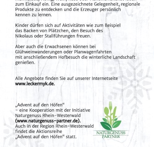 Advent auf den Höfen - Flyer Seite 2, © REMET