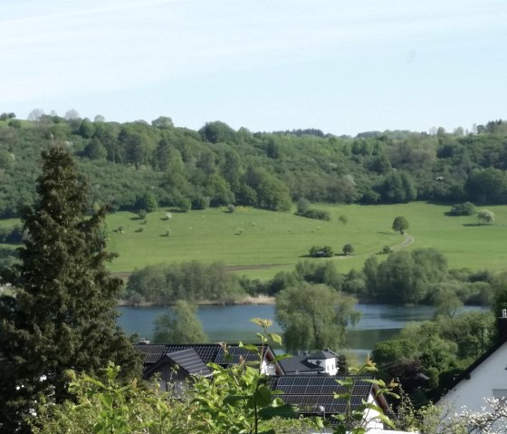 Weiter Blick vom Wohnraum auf die Maarhöhen