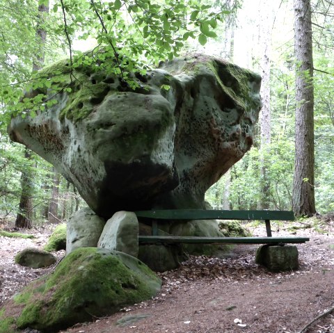 Der "Opferaltar" genannte, markante Felsblock, © Felsenland Südeifel Tourismus GmbH, Elke Wagner