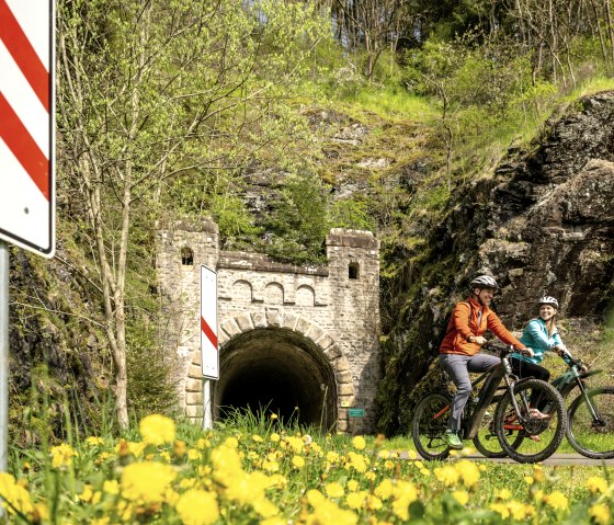 Entspanntes Radfahren auf alten Bahntrassen - wie hier bei Neuerburg, © Eifel Tourismus GmbH, Dominik Ketz