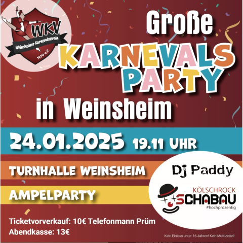 Karnevalsparty Weinsheim, © Tourist-Information Prümer Land/WKV