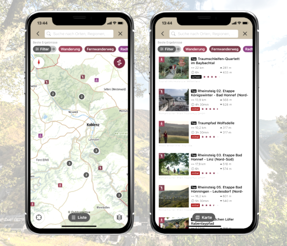 App Rheinland-Pfalz erleben: Tourenübersicht, © Rheinland-Pfalz Tourismus GmbH/ Outdooractive