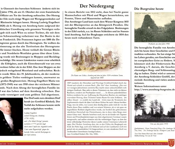 Legende zum Plan der Festung Arenberg, © TI Hocheifel-Nürburgring, Gemeinde Aremberg